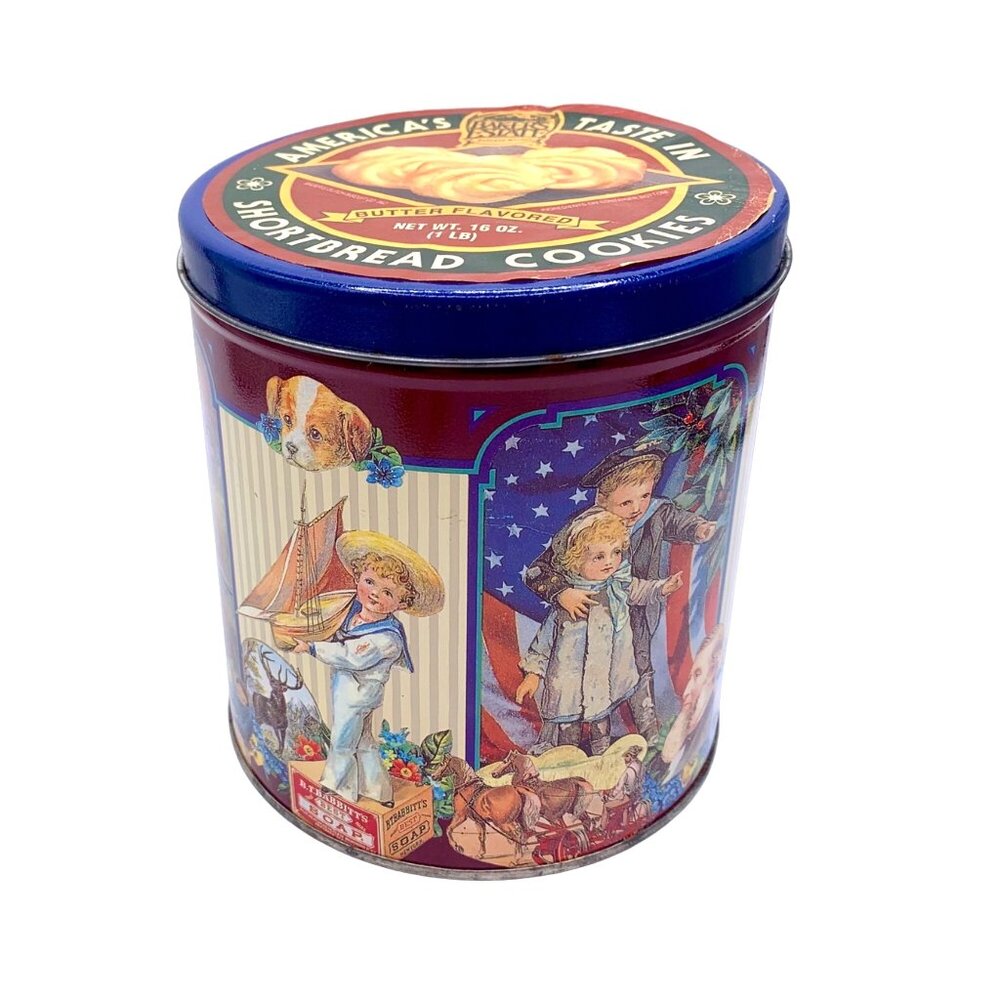 Baker's Estate Shortbread Cookies Food Tin Metal Storage Canister Victorian Chil